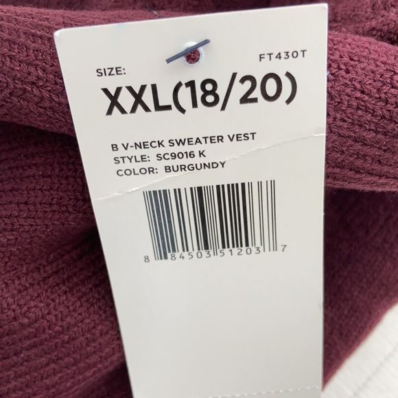 Boy’s burgundy Sweater Vest Size 18 NWT - Picture 5 of 5